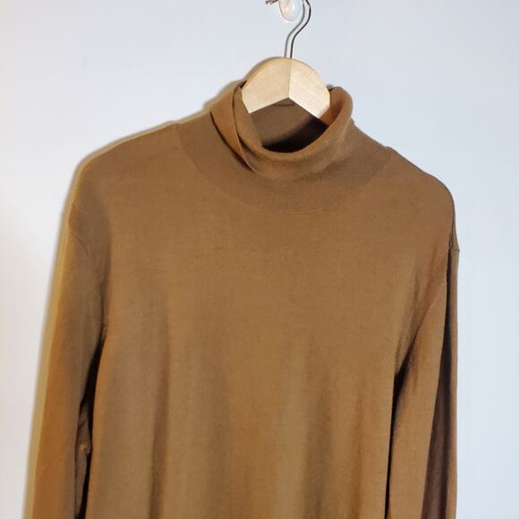 Express Oversized Brown Merino Wool Blend Turtle neck sweater Lightweight XXL - Picture 2 of 11